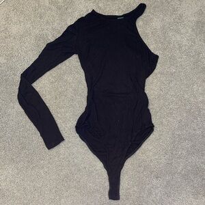 Wild Fable One Sleeve Black Bodysuit